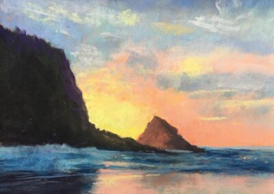 Autumn At The Beach by Genie Aylor, pastel accepted into the Spirit of Pastel 2022 show