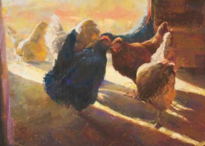 Happy Hour At The Coop by Paula Hansen, pastel accepted into the Spirit of Pastel 2022 show