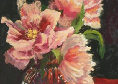 Peonies by Cora Larson, pastel accepted into the Spirit of Pastel 2022 show
