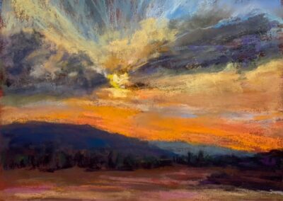 Sunset In The Siskiyous by Leslie, pastel accepted into the Spirit of Pastel 2022 show