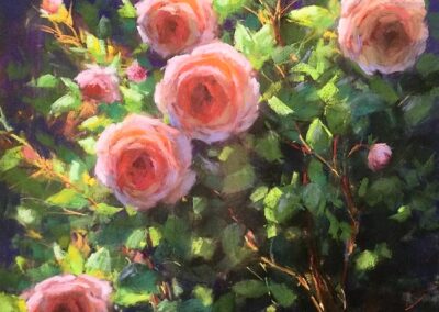 Morning Roses by Julia Lesnichy, pastel accepted into the Spirit of Pastel 2022 show