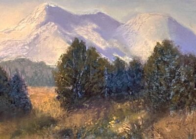 Mt Shasta, Keeper Of Secrets by Ginny Lieberman, pastel accepted into the Spirit of Pastel 2022 show