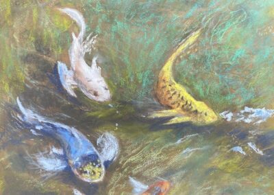 Dancing Koi by Bonnie McManus, pastel accepted into the Spirit of Pastel 2022 show