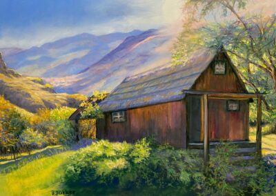 Sunrise At The Idaho McCaffee Homestead by Barbara Parker, pastel accepted into the Spirit of Pastel 2022 show