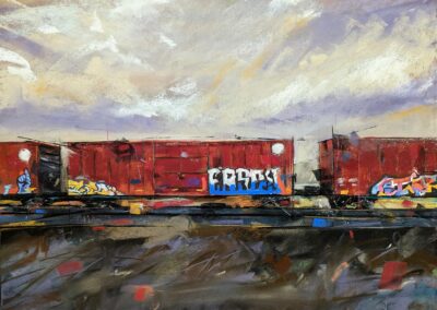 Box Car Art, pastel painting by John Sherry