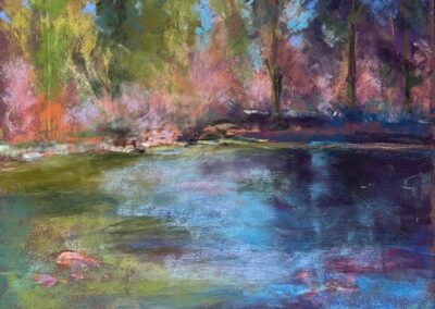 Lithia Park Duck Pond, pastel painting by Suzanne Leslie