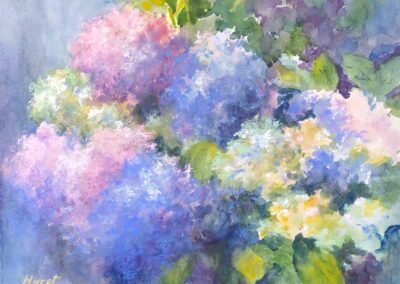 Hydrangea Blue, pastel painting by Marilyn Hurst