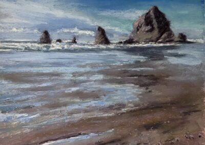 Haystack Moment, 12 x 12 soft pastel painting by Elaine Daggett Aye