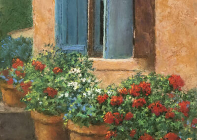 French Welcome, 14 x 11 soft pastel painting by Sue Bennett