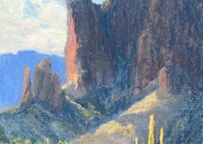 Searching For The Lost Dutchman, 10 x 10 soft pastel by Linda Curtis