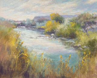 High Desert Stream, 16 x 20 soft pastel painting by Janis Ellison