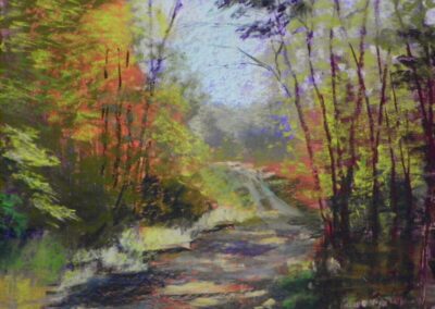 Warm Day In The Woods, 12 x 16 soft pastel painting by Cora Leah Larson