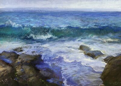 Bean Hollow Beach, 12 x 16 soft pastel painting by Tatiana Makht