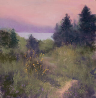 Menucha Sunset, 12 x 12 soft pastel painting by Karen Shawcross