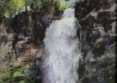 Watson Falls, 14 x 11 soft pastel painting by Marianne J Woosley