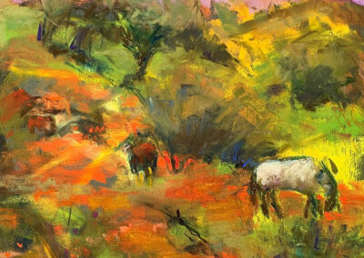 Anne Gee Wild Horses in Super Bloom Soft Pastel 8.5 x 8.75 NFS