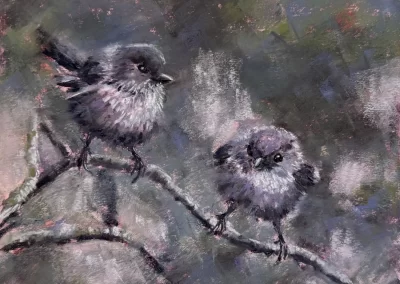 Bushtits in Hiding, by Elaine Daggett Aye