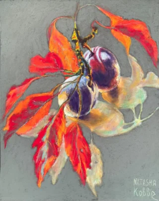2026 Spirit of Pastel (SOP) Fourth Biennial Open Juried Exhibition Award Winner - Emerging: Second Place * Plums From My Dreams, by Natasha Kobbe