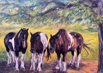 2026 Spirit of Pastel (SOP) Fourth Biennial Open Juried Exhibition Accepted Artist - Emerging: The Gypsy Vanner Trio, by Leah Romano McMeen