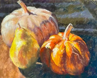 2026 Spirit of Pastel (SOP) Fourth Biennial Open Juried Exhibition Award Winner - Emerging: First Place * Back Yard Harvest, by Barbara Schack