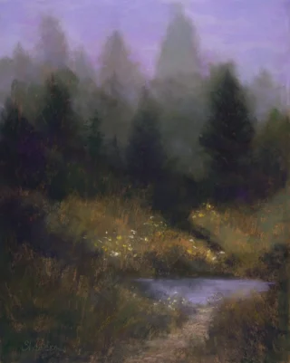 2026 Spirit of Pastel (SOP) Fourth Biennial Open Juried Exhibition Award Winner - Emerging: Honorable Mention * Woll Pond Nocturne, by Karen Shawcross